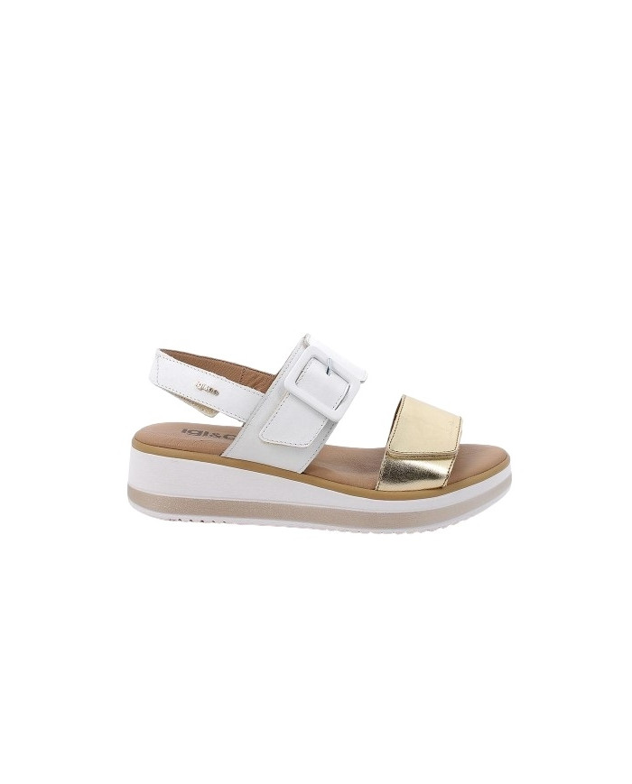 SANDALO CON ZEPPA IGI&CO DONNA PELLE SINTETICA BIANCO/ORO 5685422