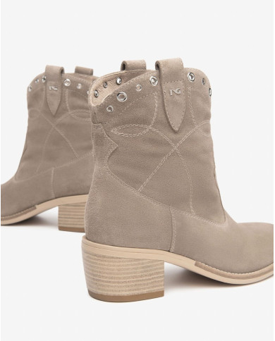 TRONCHETTO NEROGIARDINI DONNA VELOUR CRETA TR BASILEA 828 NATURALE TACCO 4,5CM E512705D/451