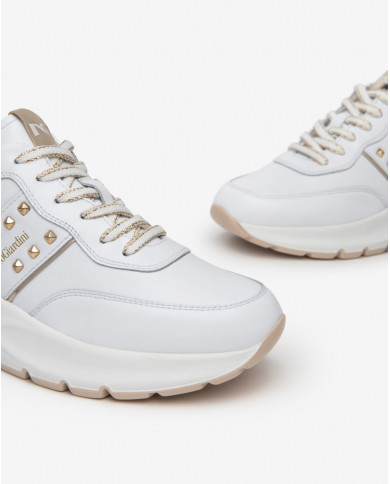 SNEAKERS NEROGIARDINI DONNA PELLE TESSUTO BIANCO E409853D/707