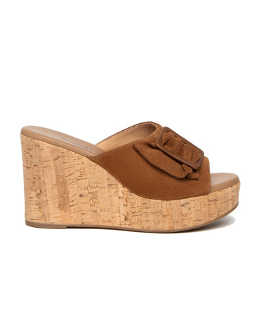 CIABATTE NEROGIARDINI DONNA VELOUR TABACCO PU.MUSAE307660D/326