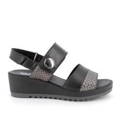 SANDALO CON ZEPPA IGI&CO DONNA NAPPA SOFT NERO 3666100