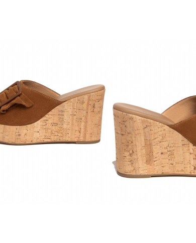 CIABATTE NEROGIARDINI DONNA VELOUR TABACCO PU.MUSAE307660D/326