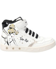 SNEAKERS  GEOX BAMBINA J SKYLIN G. F - SIN+TES.GLIT WHITE/BLACK J368WF 0BCEW C0404/A