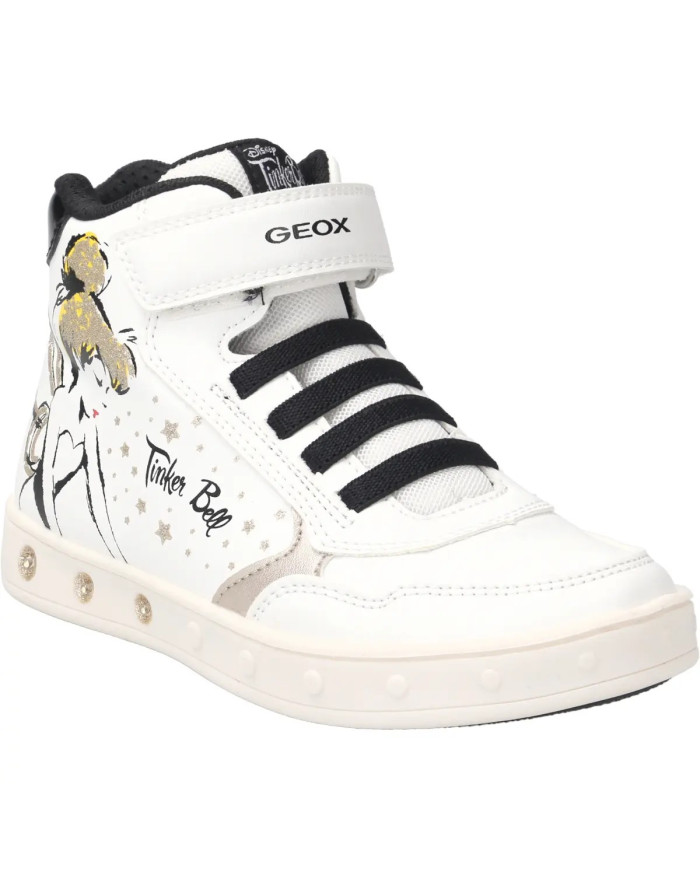 SNEAKERS  GEOX BAMBINA J SKYLIN G. F - SIN+TES.GLIT WHITE/BLACK J368WF 0BCEW C0404/A