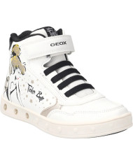 SNEAKERS  GEOX BAMBINA J SKYLIN G. F - SIN+TES.GLIT WHITE/BLACK J368WF 0BCEW C0404/A