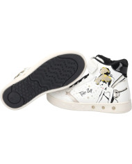SNEAKERS  GEOX BAMBINA J SKYLIN G. F - SIN+TES.GLIT WHITE/BLACK J368WF 0BCEW C0404/A
