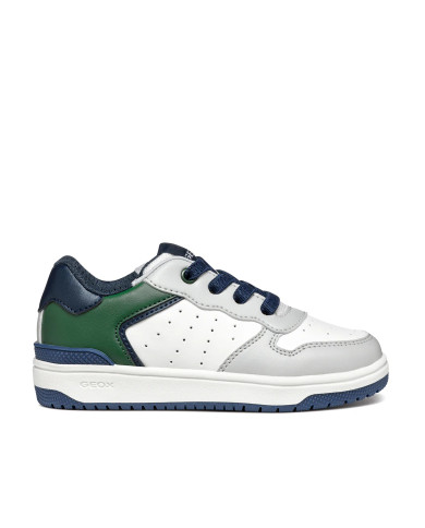 SNEAKERS GEOX BAMBINO J WASHIBA B - VIT.SINT. LT GREY/DK GREEN J45LQB 000BC C1L3X/A 