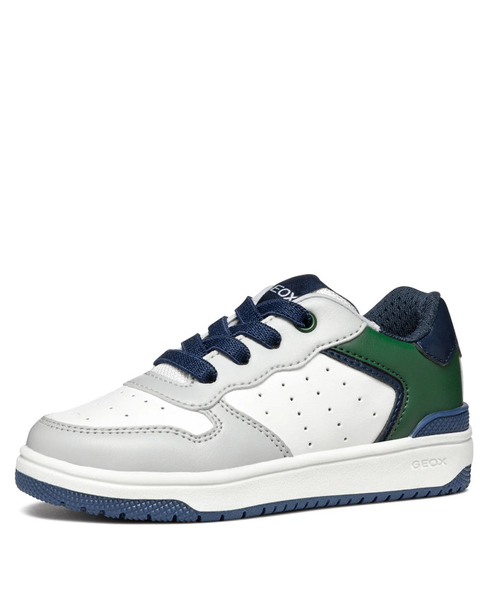 SNEAKERS GEOX BAMBINO J WASHIBA B - VIT.SINT. LT GREY/DK GREEN J45LQB 000BC C1L3X/A 