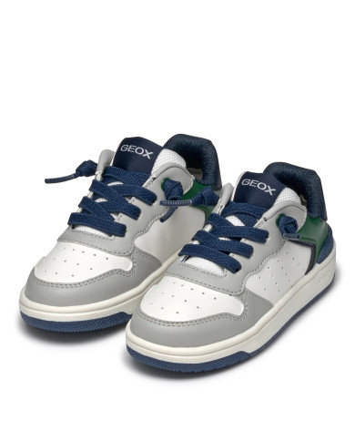 SNEAKERS GEOX BAMBINO J WASHIBA B - VIT.SINT. LT GREY/DK GREEN J45LQB 000BC C1L3X/A 