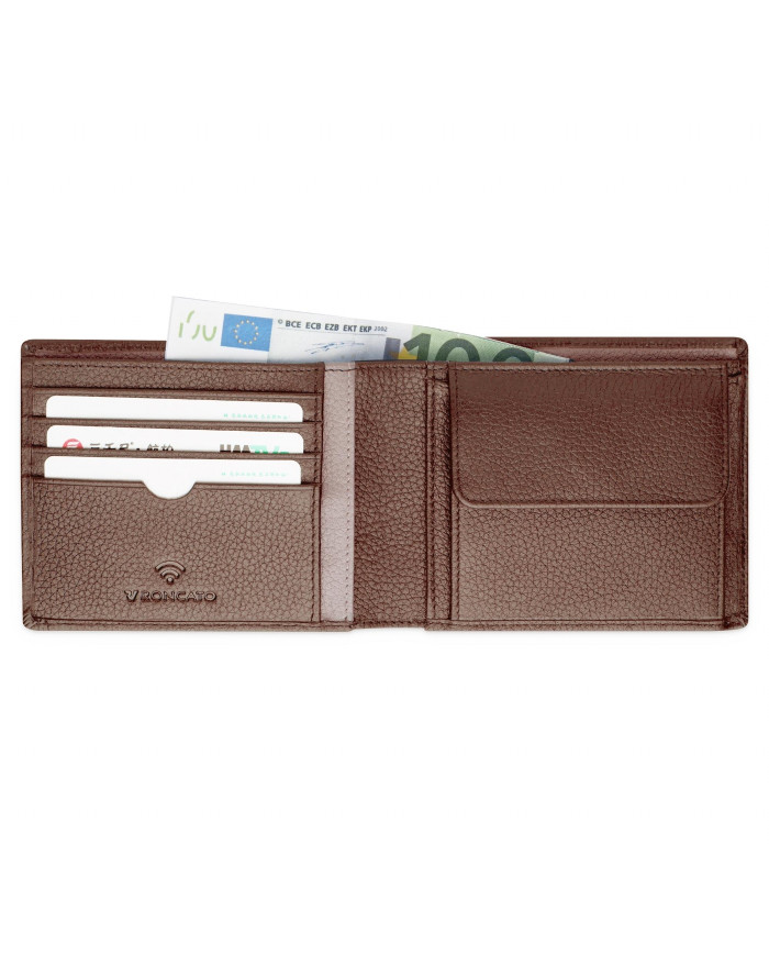 PORTAFOGLIO RONCATO UOMO ORIZZONTALE CON PORTA MONETE ALASKA 41241144 MOGANO