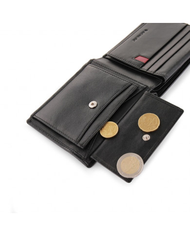 PORTAFOGLIO RONCATO UOMO ORIZZONTALE CON PORTA MONETE E PATTA PASCAL NERO 41290001 NERO