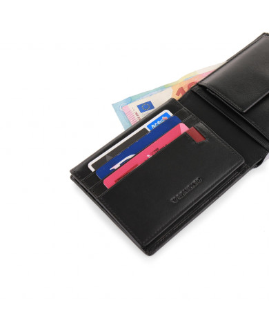 PORTAFOGLIO RONCATO UOMO ORIZZONTALE CON PORTA MONETE E PATTA PASCAL NERO 41290001 NERO