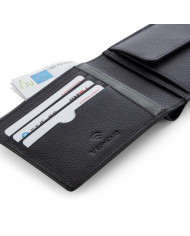 PORTAFOGLIO RONCATO UOMO  ORIZZONTALE CON PORTA MONETE ALASKA NERO 41241101 NERO