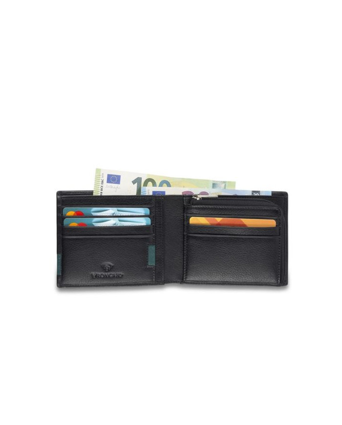 PORTAFOGLIO RONCATO UOMO ORIZZONTALE CON PORTAMONETE E ZIP MONACO NERO 9,5X12X2CM 41084201