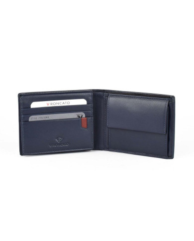 PORTAFOGLIO RONCATO UOMO ORIZZONTALE CON PORTA MONETE E PATTA PASCAL NAVY 41290023