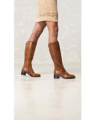 STIVALE CON TACCO NEROGIARDINI DONNA IN PELLE COLORE CUOIO I117561D/400