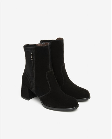 TRONCHETTO  NEROGIARDINI DONNA AROLD VELO NERO T.ALCANTARA NERO TPU ROMANA PLATO' TACCO 6CM I514311D/100