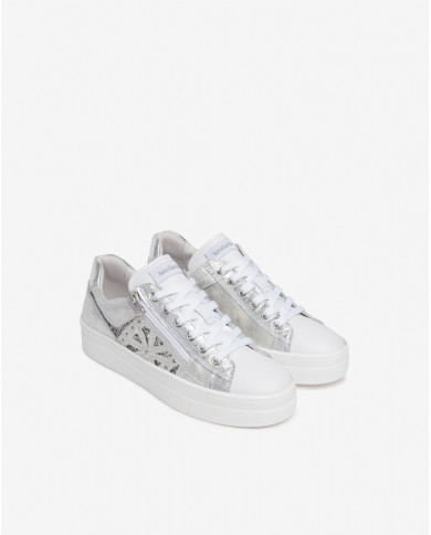 SNEAKERS NEROGIARDINI DONNA ZIP+LACCI WHITE E409930D/707