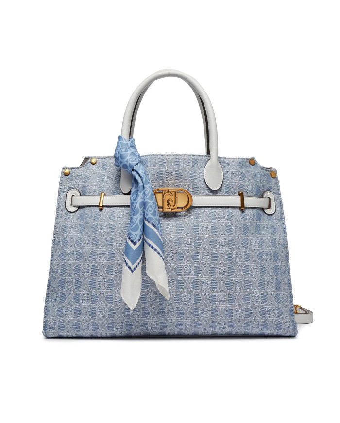 BORSA LIU JO BOSTON BAG BLUE DENIM 40X30X14CM AA4011 T9328 64018