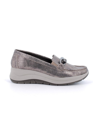 MOCASSINI CON ZEPPA IGI&CO DONNA IN PELLE TAUPE LAMINATO 6653066