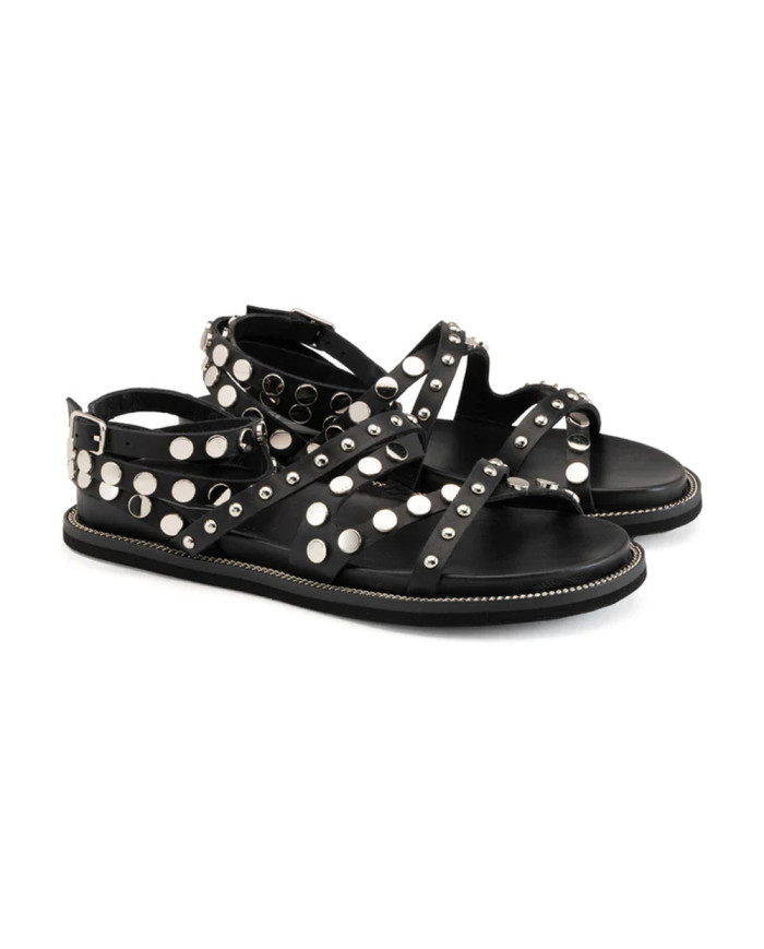 SANDALI CULT DONNA ROSHELLE 3886 SANDAL W LEATHER BLACK/SILVER STUDS CLW388604