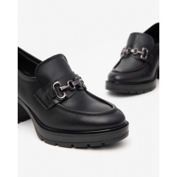 MOCASSINI NEROGIARDINI DONNA GUANTO NERO TR PONZA TACO 8CM I411432D/100