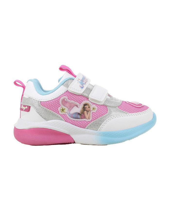 SNEAKERS  BAMBINA T.MESH BI/NA.PU MERMAID MAGIC BCO-FUXIA/BIANCO 1485100  