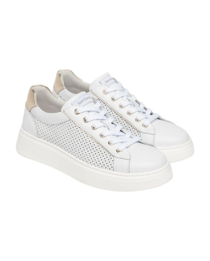 SNEAKERS NEROGIARDINI DONNA SKIPPER BIANCO SKIPPER BIANCO ETOILE MIELE T.BRILL PLATINO E615274D/707