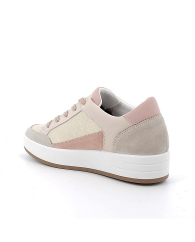 SNEAKERS IGI&CO DONNA PELLE/TESSUTO LAMINATO PLATINO BEIGE