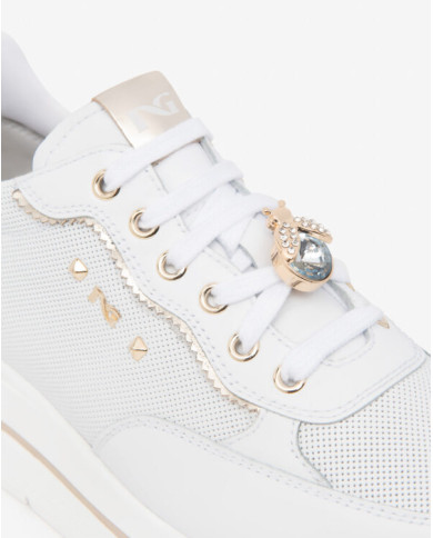 SNEAKERS NEROGIARDINI DONNA SKIPPER BIANCO SKIPPER BIANCO NAPPA LUX CELESTE 21 T.BRILL E615202D/707
