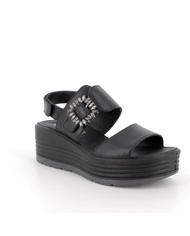 SANDALO CON ZEPPA IGI&CO DONNA   NAPPA SOFT  NERO 7667300