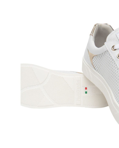 SNEAKERS NEROGIARDINI DONNA SKIPPER BIANCO SKIPPER BIANCO T.BRILL PLATINO TR MALAGA E615252D/707