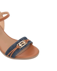 SANDALO CON TACCO NEROGIARDINI DONNA T.TINTO JEANS 9 ARMENIA COGNAC TR AULLA COL.TABACCO TACCO 5,5CM E615880D/214