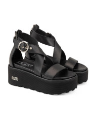 SANDALO CON ZEPPA CULT DONNA NANCY 4747 SANDAL W LEATHER BLACK CLW474700