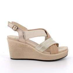 SANDALO CON ZEPPA IGI&CO DONNA  SI.DUBAI  PLATINO/SABBIA ZEPPA 7,7CM 7671122