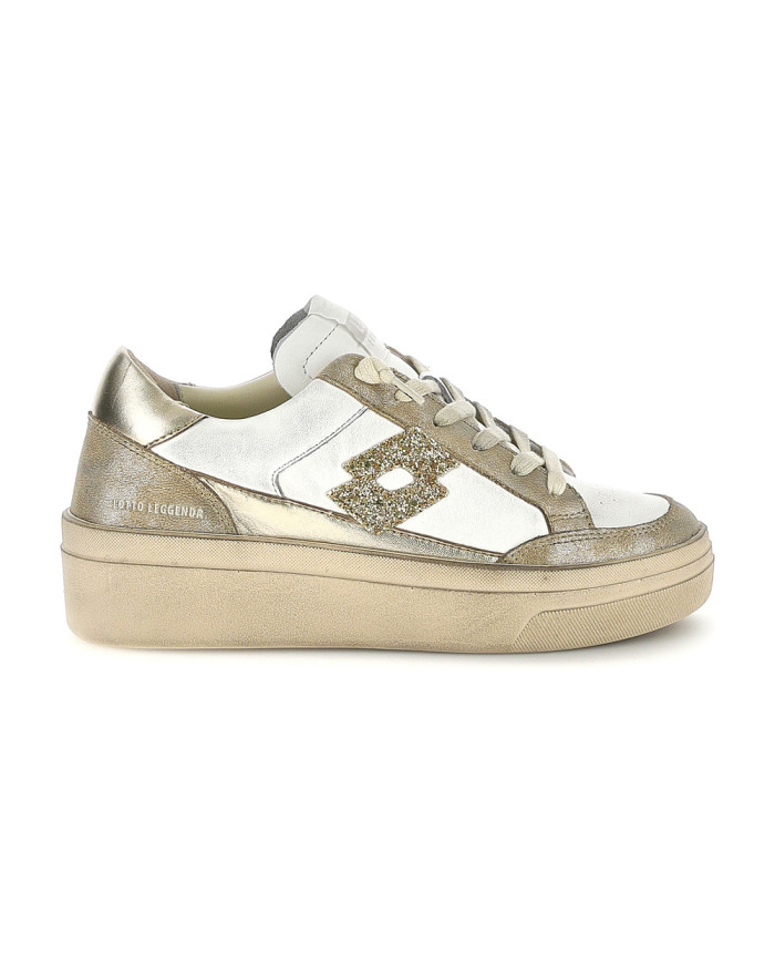 SNEAKERS LOTTO DONNA BACK LAMINATED W LEGGENDA WHITE/GOLDEN ALMOND/LIGHT PLATINO 223675 EG0