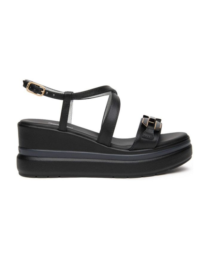 SANDALO CON ZEPPA NEROGIARDINI DONNA TAMIGI NERO PU.ALICANTE E615953D/100