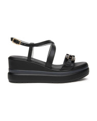SANDALO CON ZEPPA NEROGIARDINI DONNA TAMIGI NERO PU.ALICANTE E615953D/100