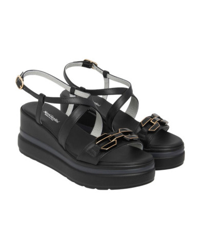 SANDALO CON ZEPPA NEROGIARDINI DONNA TAMIGI NERO PU.ALICANTE E615953D/100