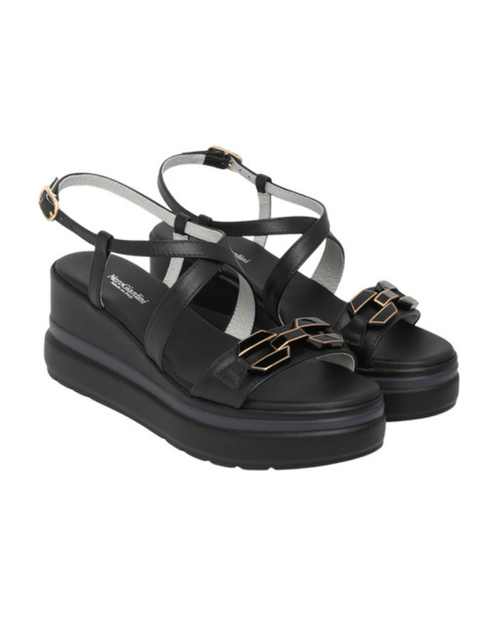 SANDALO CON ZEPPA NEROGIARDINI DONNA TAMIGI NERO PU.ALICANTE E615953D/100