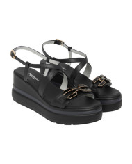 SANDALO CON ZEPPA NEROGIARDINI DONNA TAMIGI NERO PU.ALICANTE E615953D/100