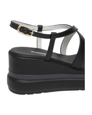 SANDALO CON ZEPPA NEROGIARDINI DONNA TAMIGI NERO PU.ALICANTE E615953D/100