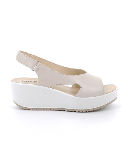 SANDALO CON ZEPPA IGI&CO DONNA CAPRA TAMPONATA PANNA 7666033