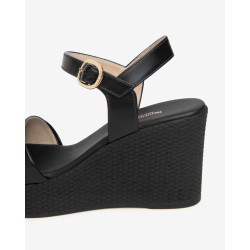 SANDALO CON ZEPPA NEROGIARDINI DONNA NAPPA PANDORA NERO PU.MONOD.GELA E615980D/100