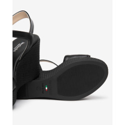 SANDALO CON ZEPPA NEROGIARDINI DONNA NAPPA PANDORA NERO PU.MONOD.GELA E615980D/100