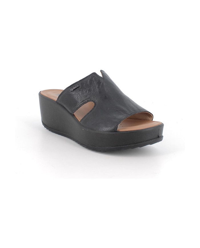 SANDALI CON ZEPPA IGI&CO DONNA CAPRA TAMPONATA NERO 1161900