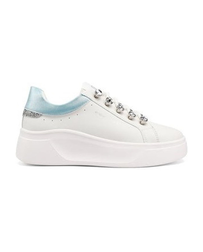 SNEAKERS QUEEN HELENA PLATFORM CON LACCI GIOIELLO X34-11 WHITE/BLU