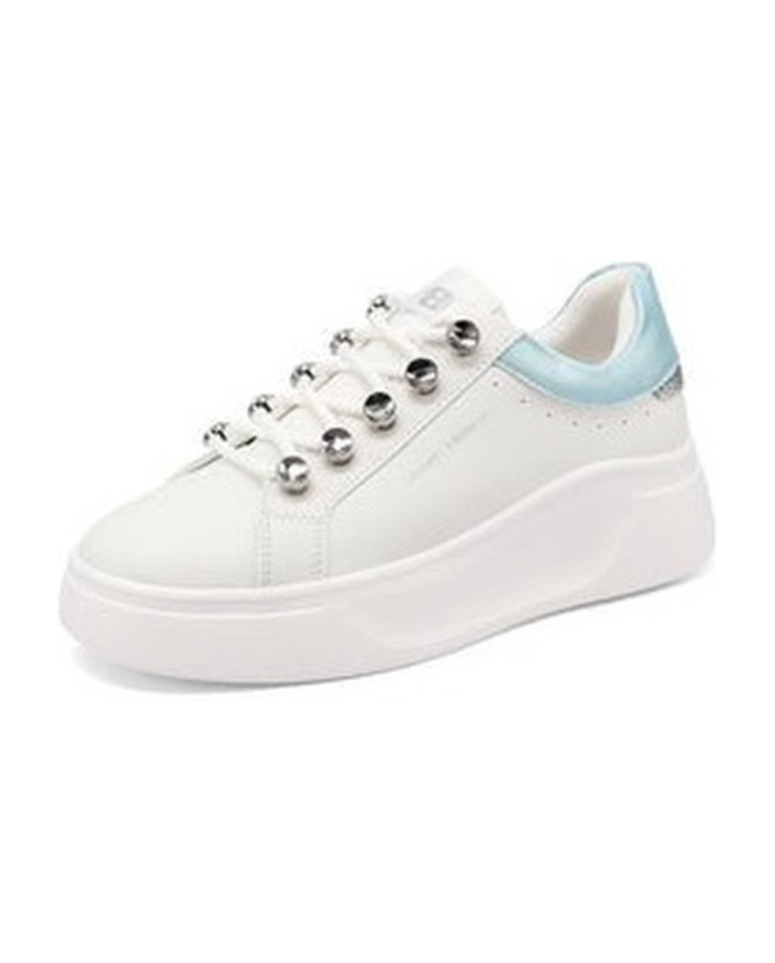SNEAKERS QUEEN HELENA PLATFORM CON LACCI GIOIELLO X34-11 WHITE/BLU
