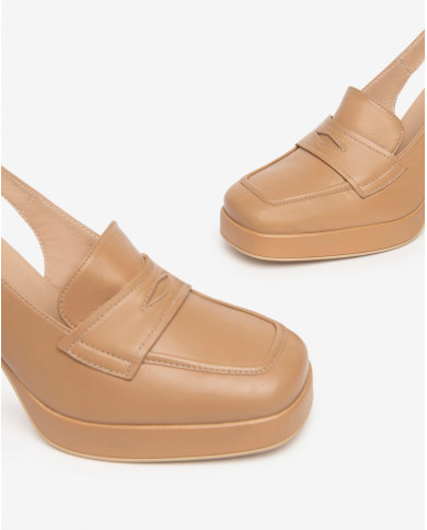 MOCASSINI CON TACCO NEROGIARDINI DONNA IN PELLE LINO TACCO 9CM E409461D/423