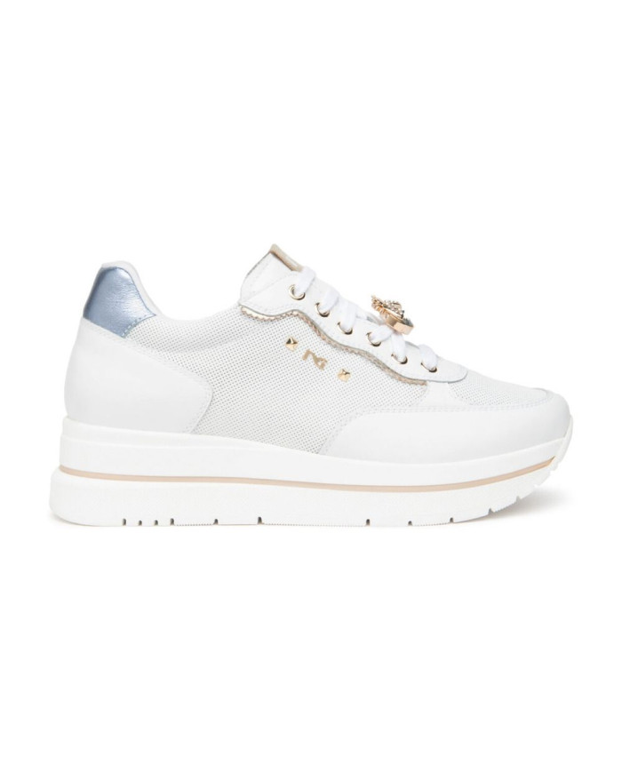 SNEAKERS NEROGIARDINI DONNA SKIPPER BIANCO SKIPPER BIANCO NAPPA LUX CELESTE 21 T.BRILL E615202D/707